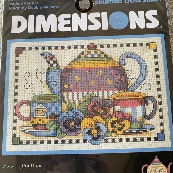 Teatime pansies debbie mumm counted cross stitch dimensions - Picture 2 of 4